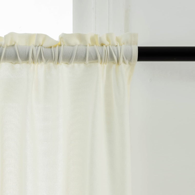UPOPO Ivory Valance Curtains Living Room 18 inch Long Linen Textured Kitchen Short Small Mini Little Curtain Toppers Valance Bedroom Windows Curtain Panels Rod Pocket 54"x18" 1 Piece - Image 4